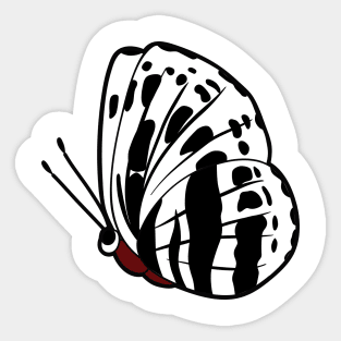 Red, black and white butterfly in flight Sticker